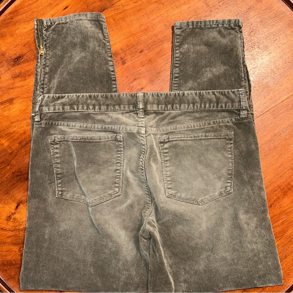 J Crew Corduroy Skinny Pants with Ankle Zipper Dark Green Gold Zip Size 8 / 29 - Picture 10 of 11